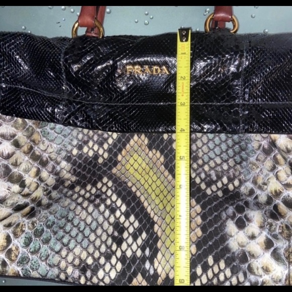 PRADA Black Leather Snake Skin & Nylon Handbag EXCELLENT CONDITION - Picture 12 of 14